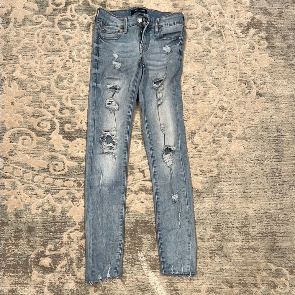Distressed Blue Jeans